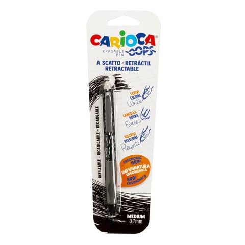 Penne a scatto cancellabili Carioca OOPS inchiostro termosensibile M 0,7 mm nero 43042/01